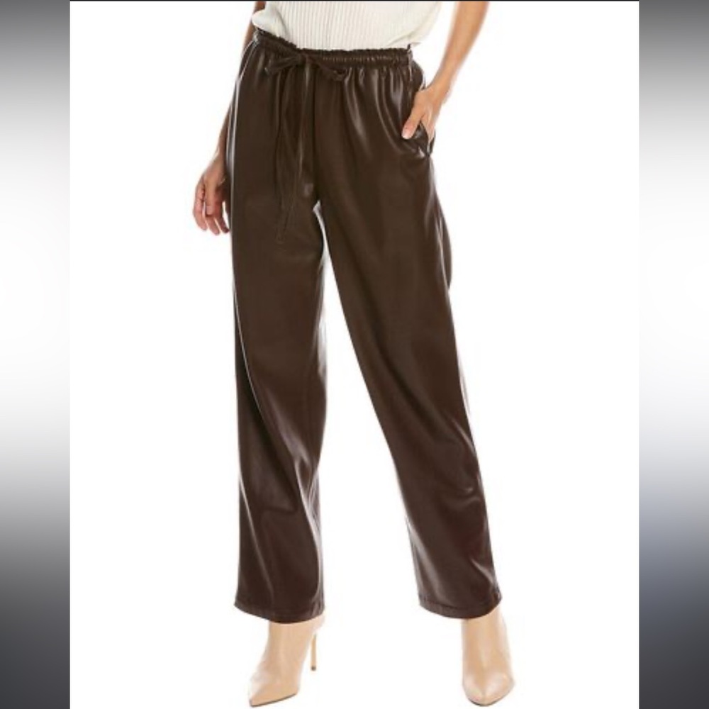 Rebecca Taylor | NWT Dark Brown Faux Leather Drawstring Waist Pants - Medium
